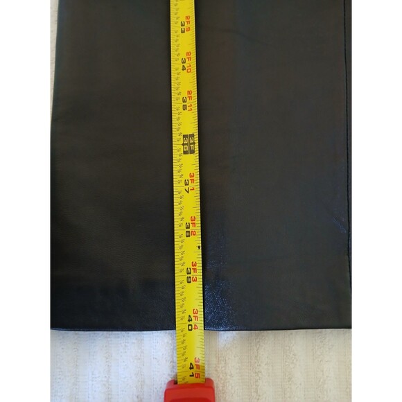 Belle Sport Womens Genuine Leather Pants Black Size 8 Straight Leg Elegant - Picture 7 of 12